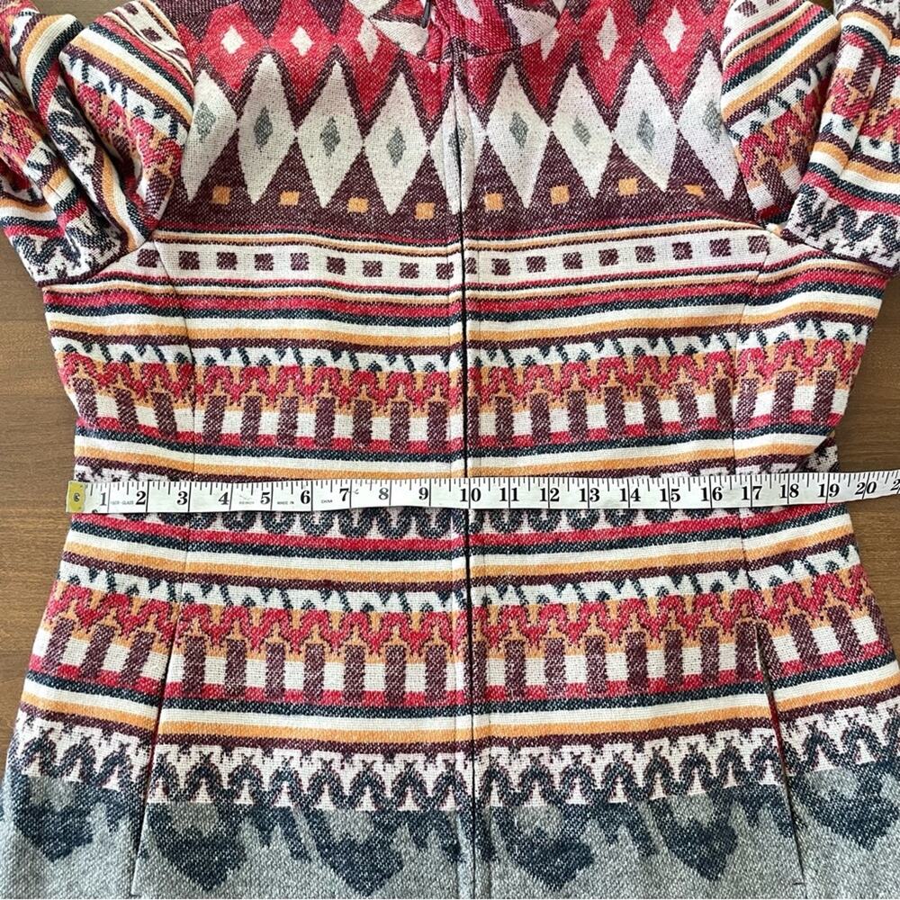 NorthStyle | Women’s Long Southwestern Blazer Jacket Coat Aztec Boho Red Zipper - Picture 6 of 11